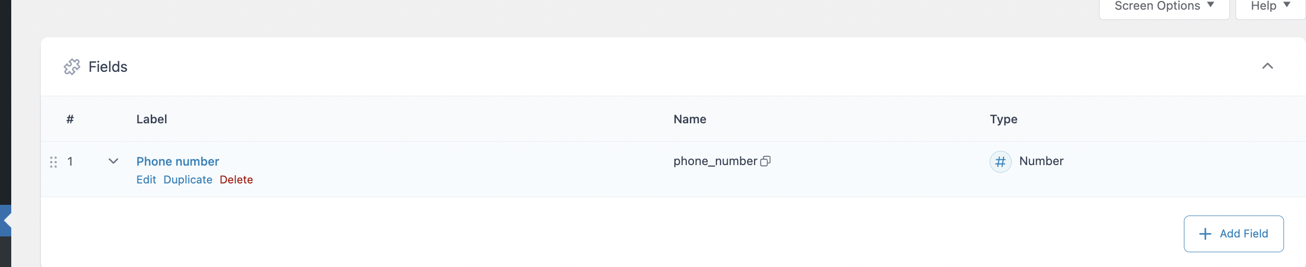 custom field phone number addition via plugin