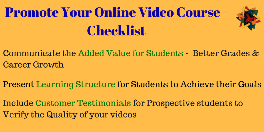 Checklist for promoting online video course on TVOD model