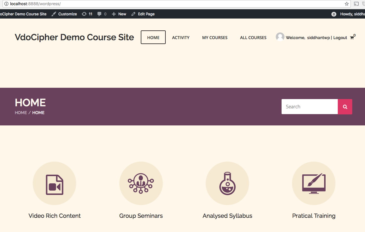 LMS theme homepage