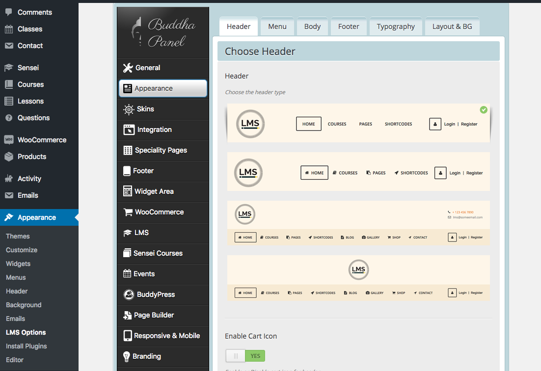 Buddha Panel in Sensei wordpress LMS plugin