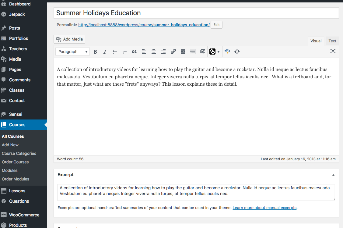 Sensei LMS Course Editing