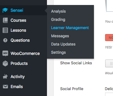 Learner Management in Sensei
