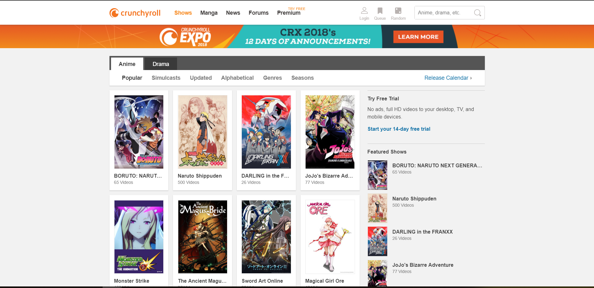 Crunchyroll VOD platform for Asia