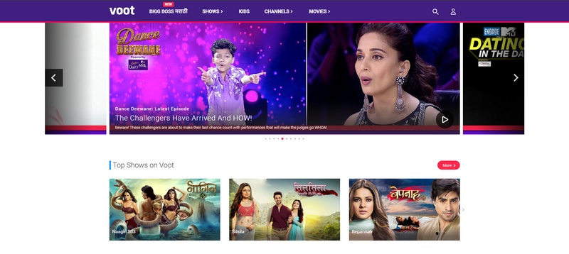 VOOT VOD app by viacom for Indian users 