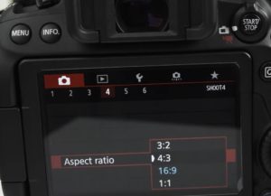 image showing how to change aspect ratio in DSLR camera