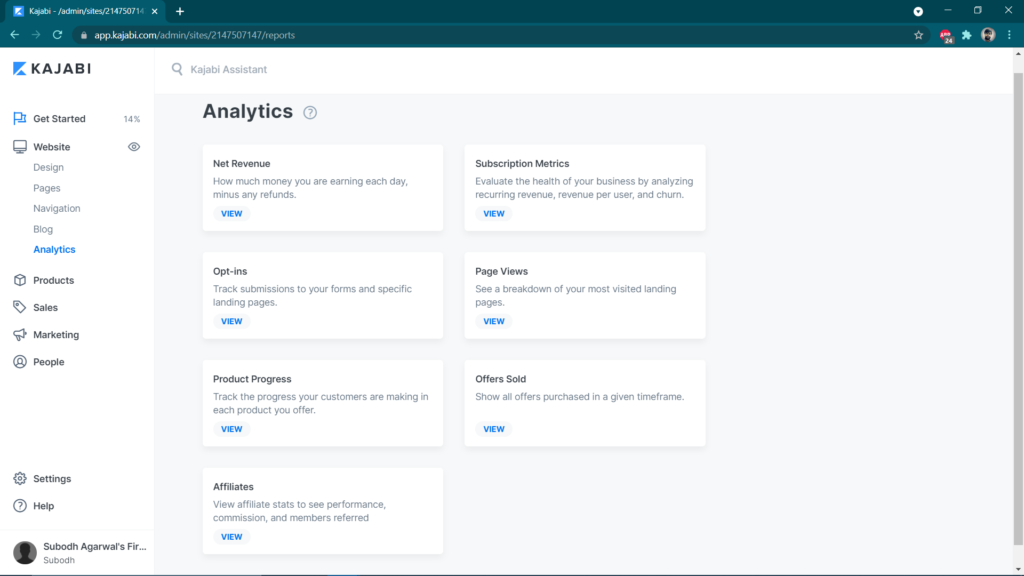 Kajabi reports & analytics