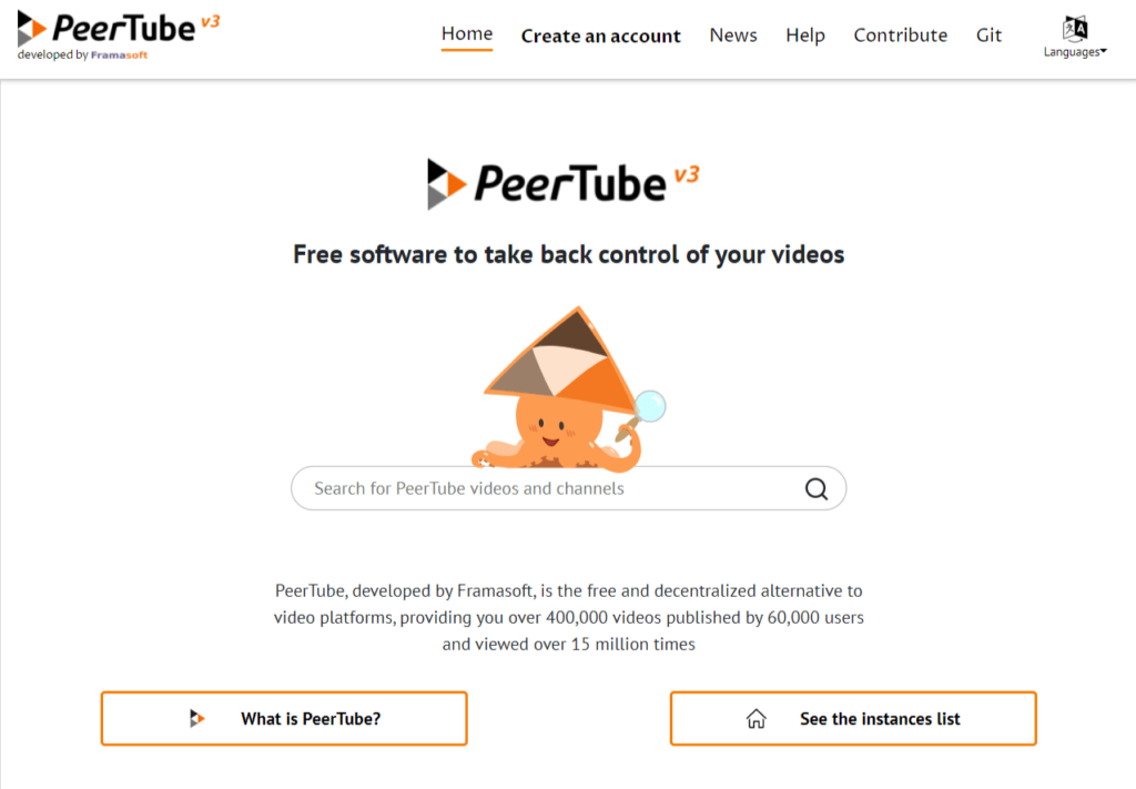 Peertube - websites like youtube