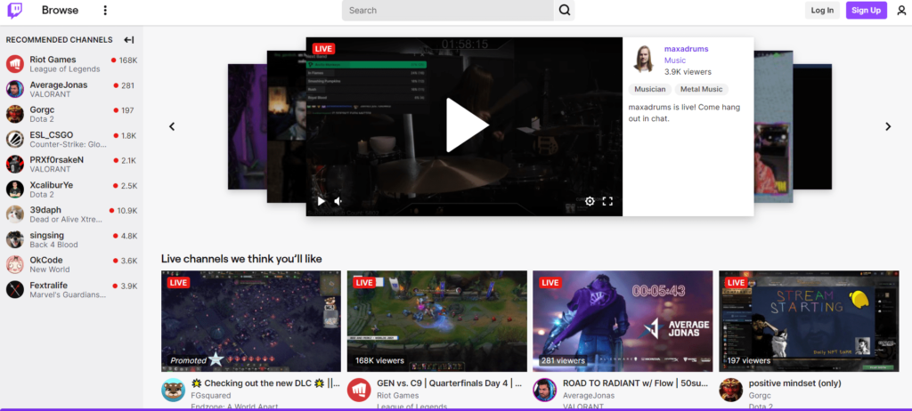 twitch streaming site