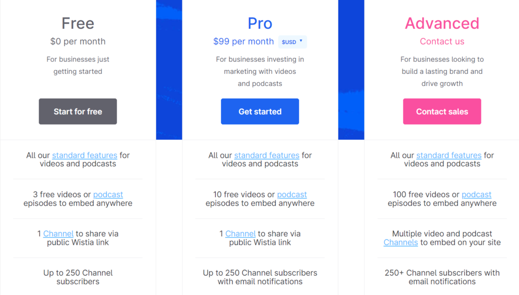 wistia pricing