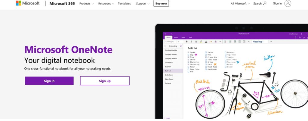 Onenote study app for students for note taking