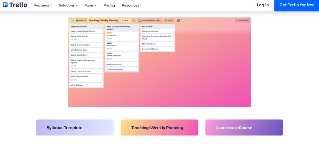 Trello study app for students for productivity