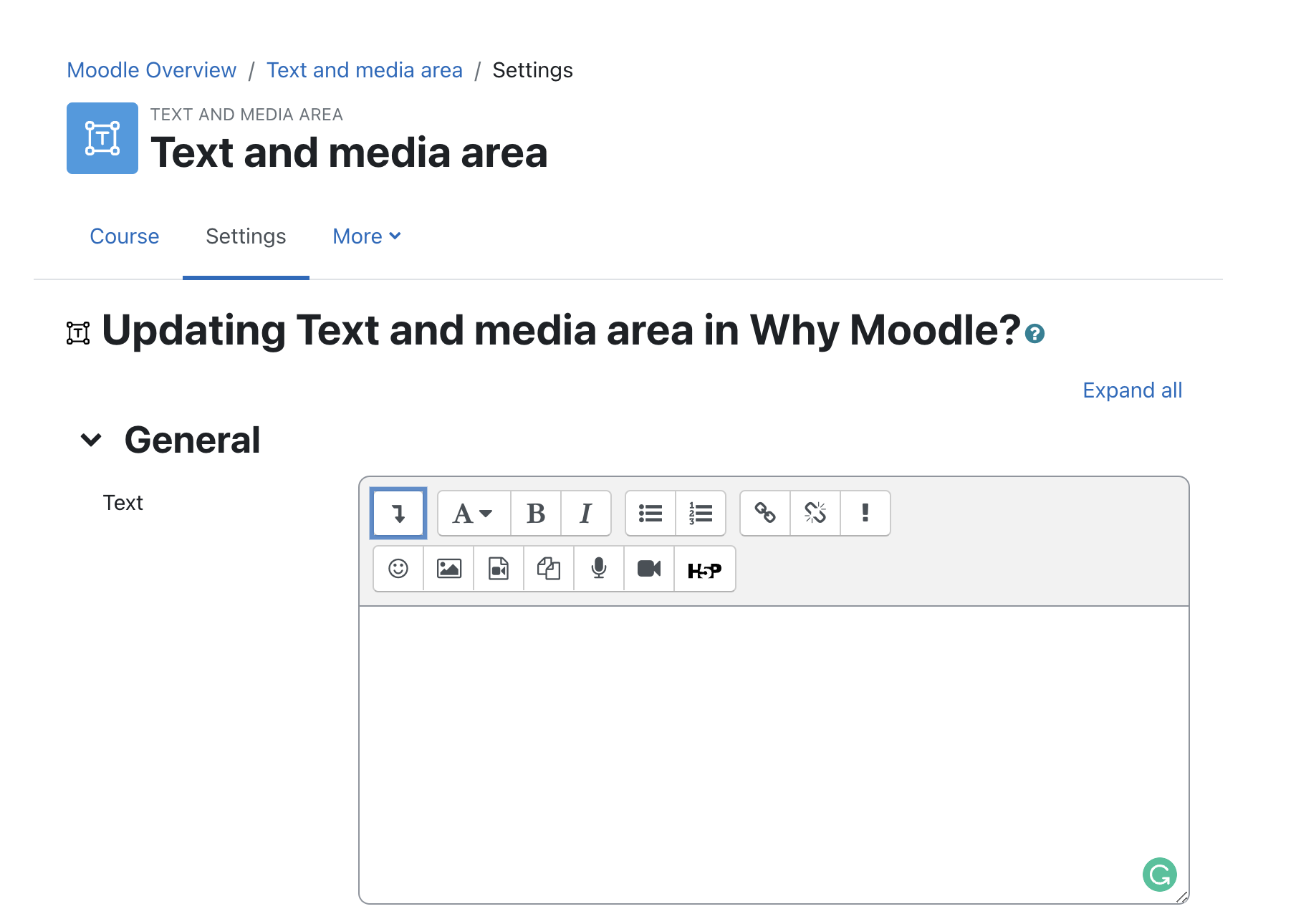 moodle text area