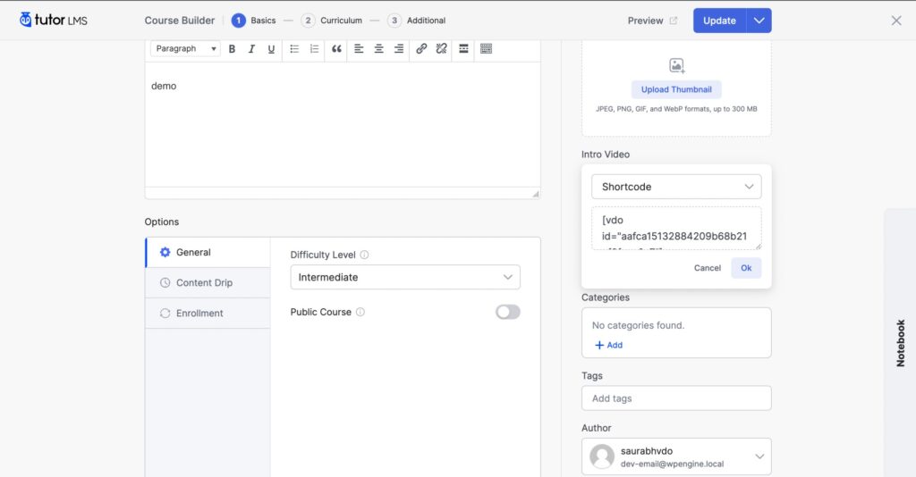 Embed Video in Tutor LMS