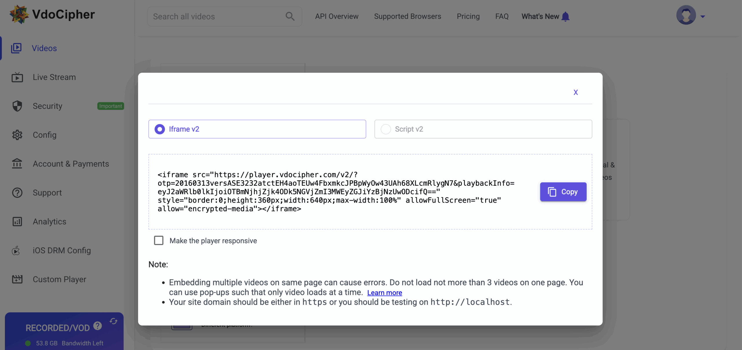 Copy embed code