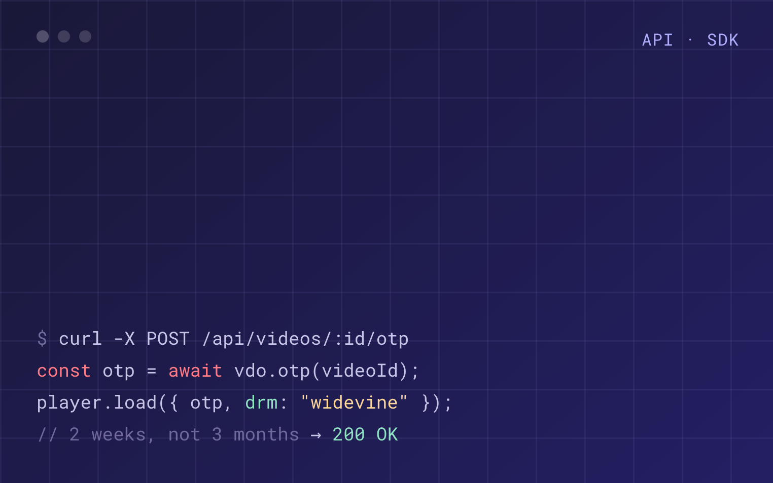 Secure video integrated into a developer platform